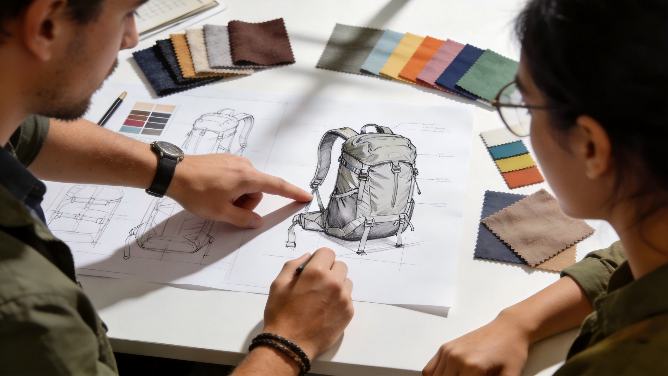 Professionals reviewing gear designs